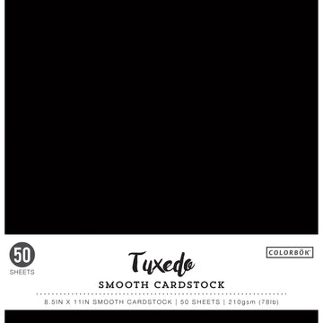 American Crafts Colorbok 78lb Smooth Cardstock 8.5"X11" 50/Pkg - Tuxedo