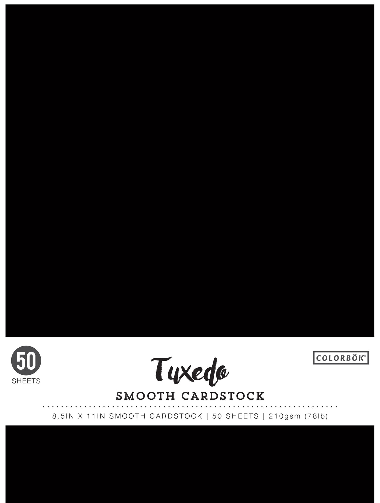 American Crafts Colorbok 78lb Smooth Cardstock 8.5"X11" 50/Pkg - Tuxedo