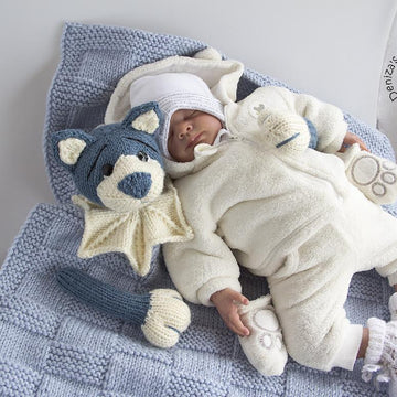 Navy Blue Puppy Toy Baby Blanket