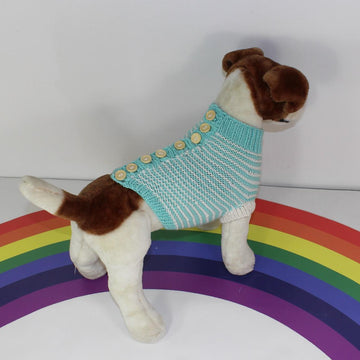 Aran Stripe Back Button Up Garter Stitch Dog Coat
