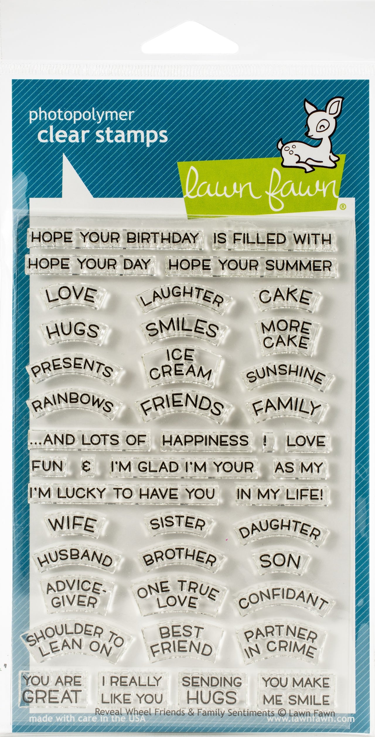 Lawn Fawn Clear Stamps 4"X6" - Reveal Wheel: Friends Family Sentiments