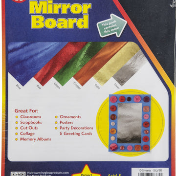 Hygloss Mirror Board 8.5"X11" 10/Pkg - Silver