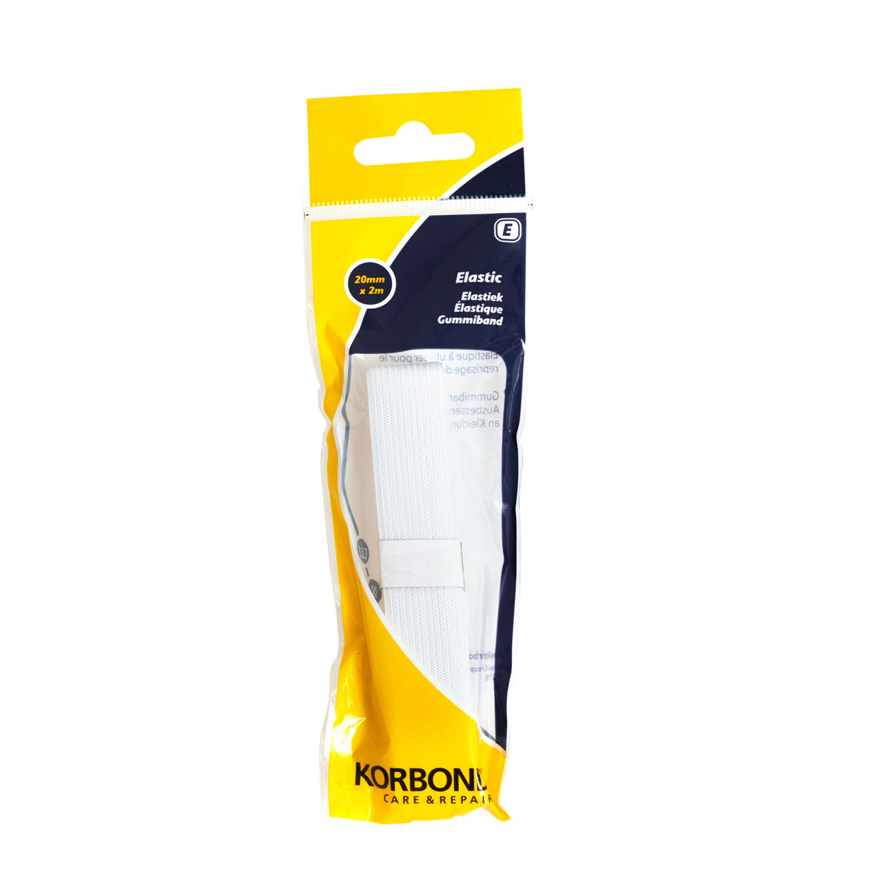 Korbond Elastic White 20mm x 2m