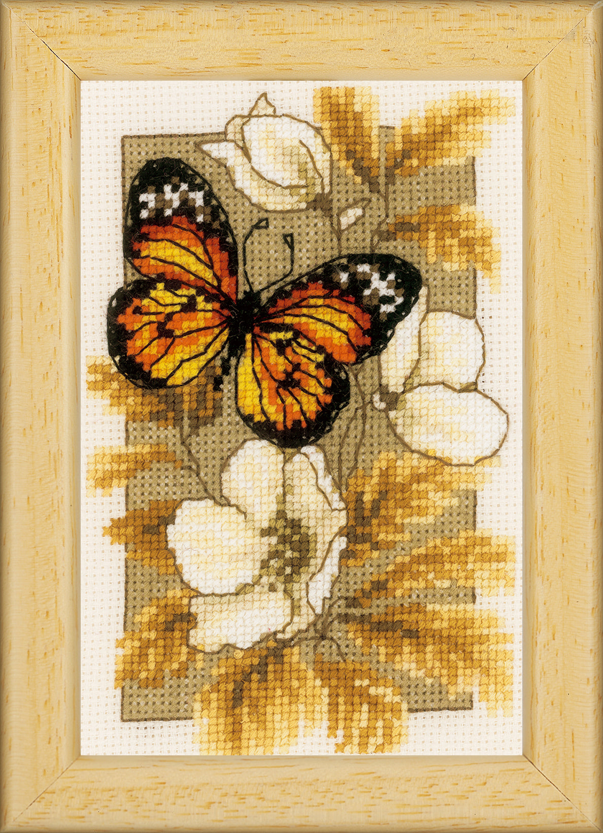 Vervaco Butterfly On Flowers Cross Stitch Kit - 8 x 12 cm - PN-0144770