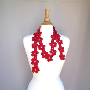 Crimson Daisy Scarf