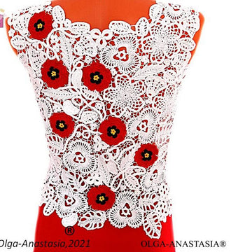 Lace blouse with poppies