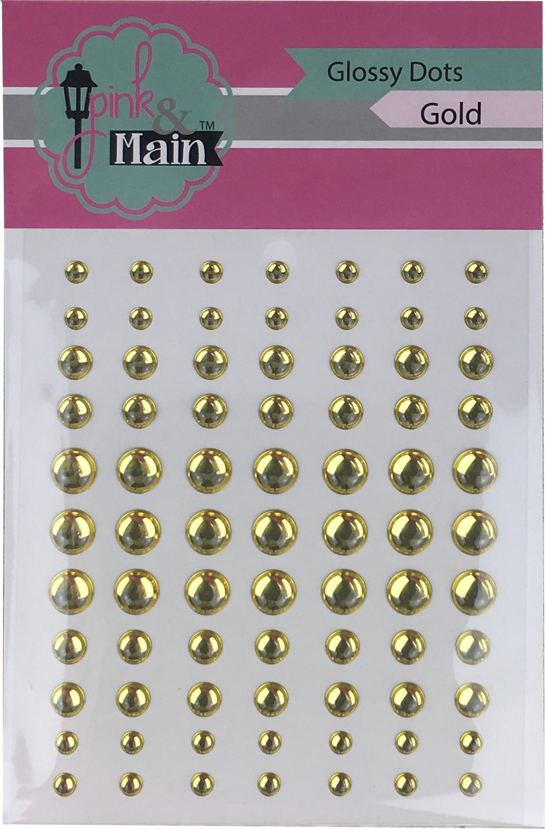 Pink & Main Glossy Adhesive Enamel Dots 77/Pkg - Gold