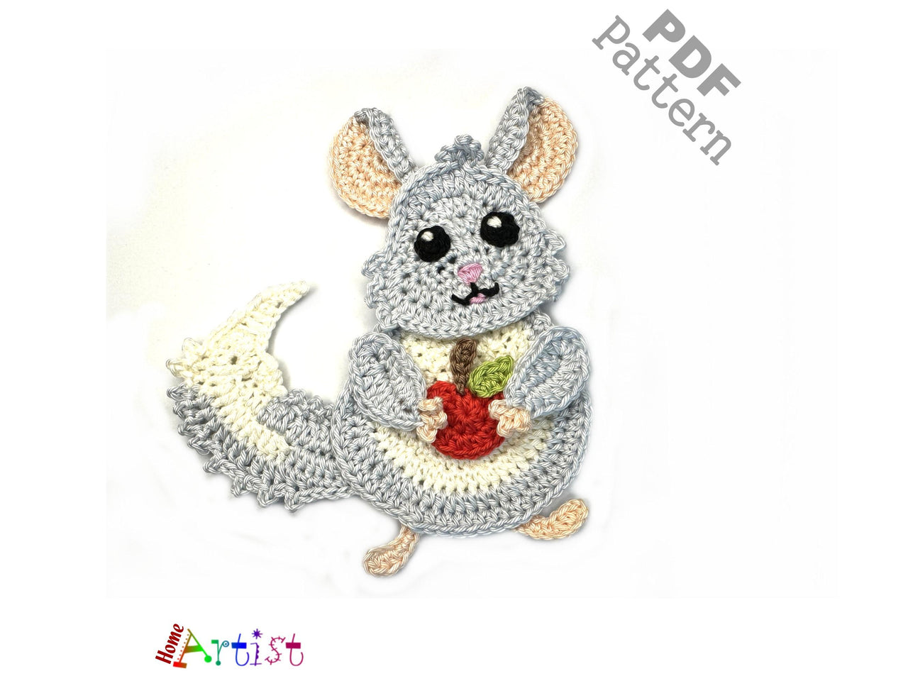 Chinchilla crochet applique pattern