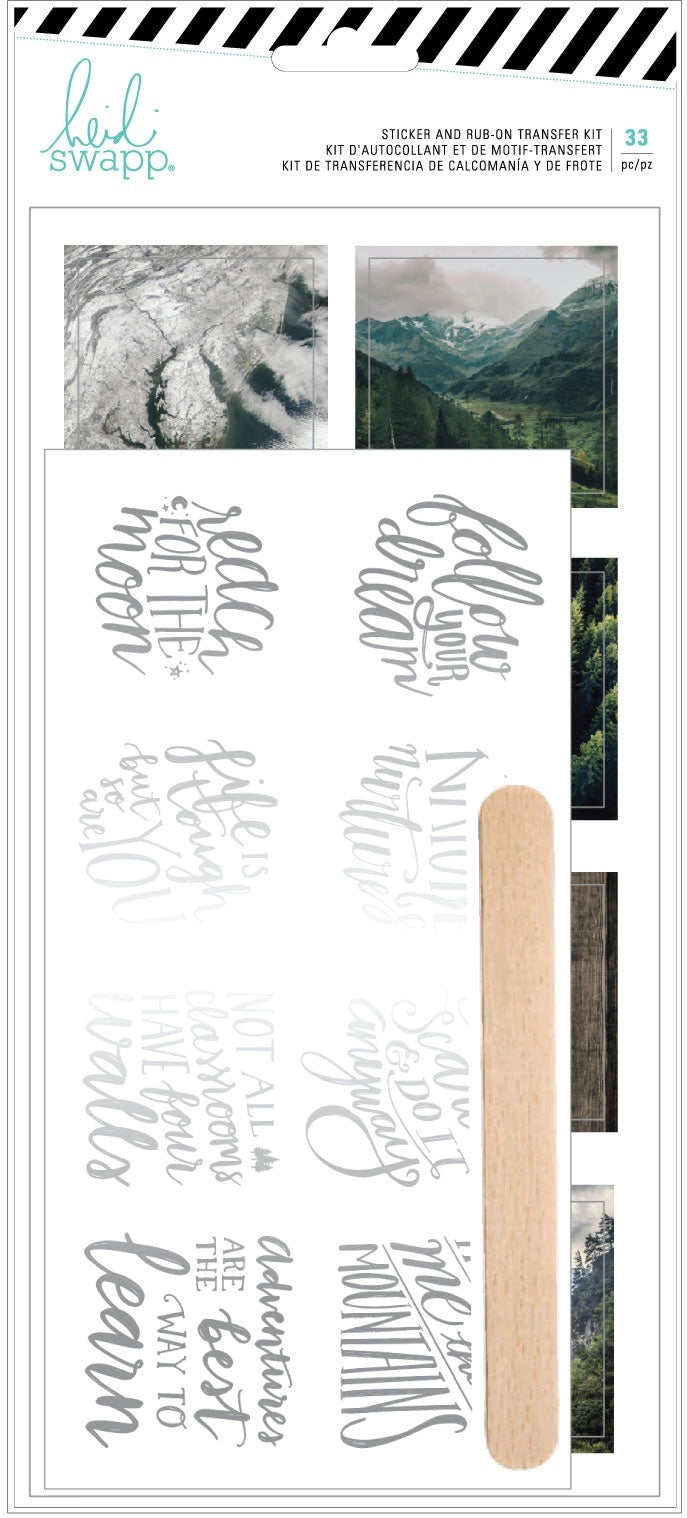American Crafts Heidi Swapp Wolf Pack Sticker & Rub-On Transfer Kit 33/Pkg - 572254