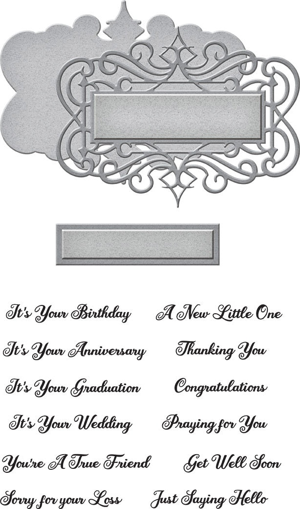 Spellbinders Flourished Fretwork Stamp & Die By Becca Feeken - All Occasion Sentiments