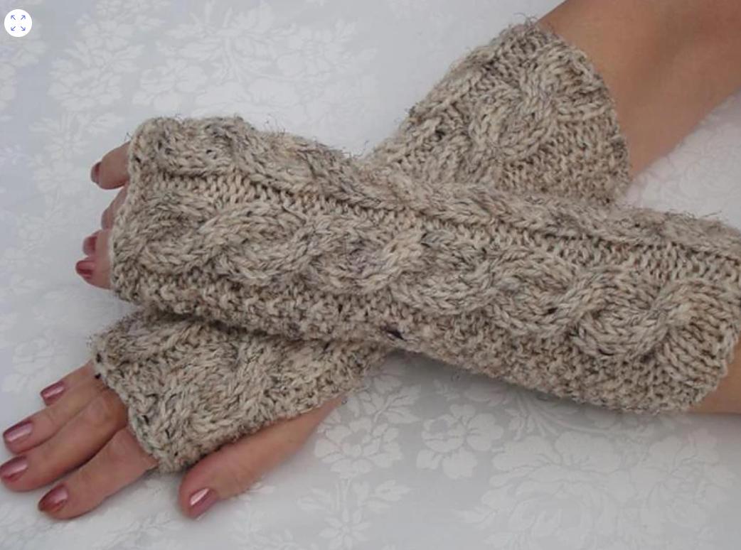Fingerless Gloves.Mitts.Wool Cable Wristers.