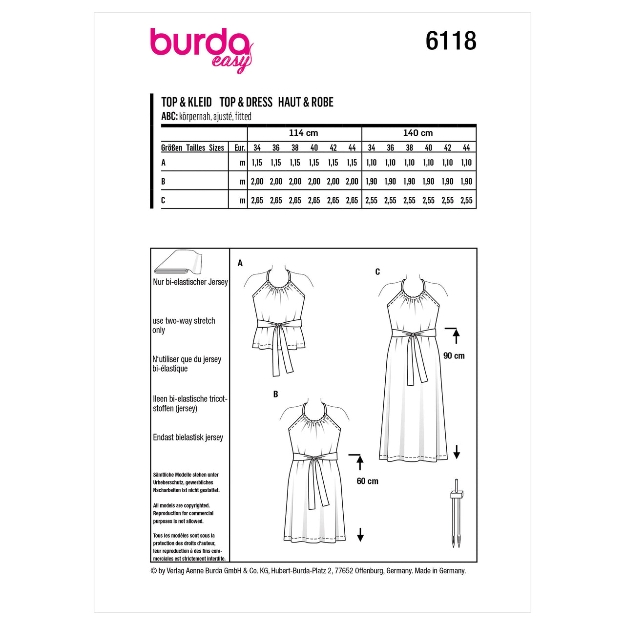 Burda Style Misses' Top and Dress B6118 - Paper Pattern, Size 8-18