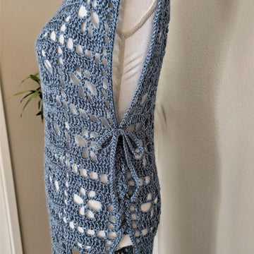 Light Blue Crochet Floral Dress