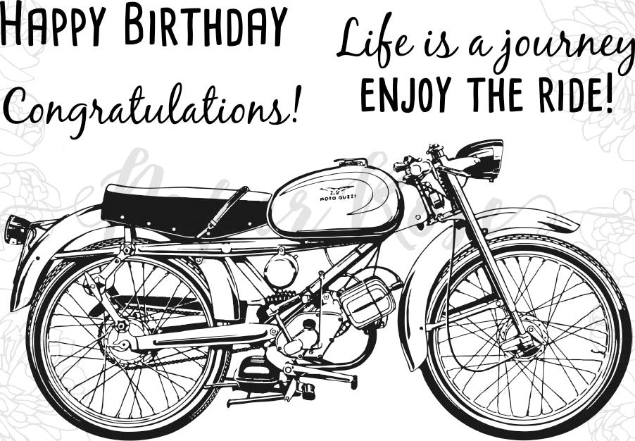 Paper Rose Clear Stamps 3"X4" - Vintage Motorcycle