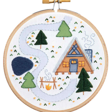 Hawthorn Handmade Log Cabin Mini Embroidery Kit - 10.2cm