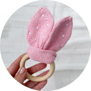 Bunny ears teething ring