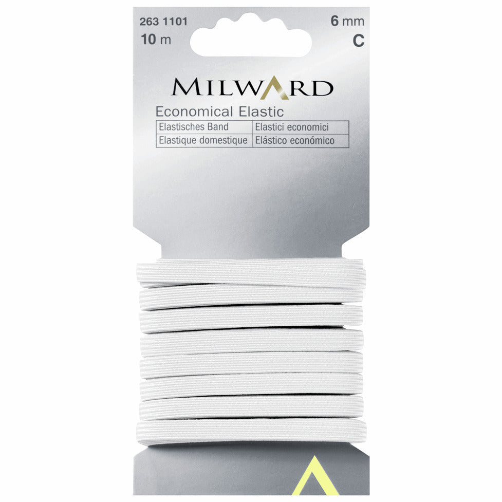 Milward Economical Elastic: 10m x 6mm: White
