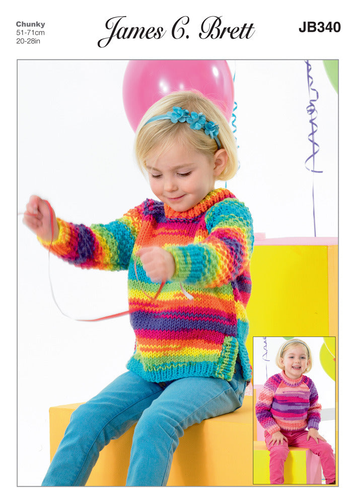 Kids Sweater and Tunic in James C. Brett Party Time Chunky - JB340 - Leaflet