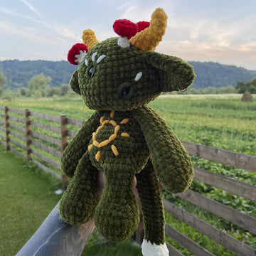 Forest Monster | Crochet Pattern | Mysterious creature with three eyes and mushrooms on its head