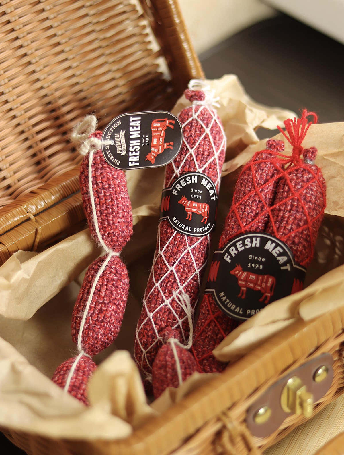 Crochet Sausage & Salami Amigurumi Pattern | Miniature Deli Meats (PDF Tutorial)