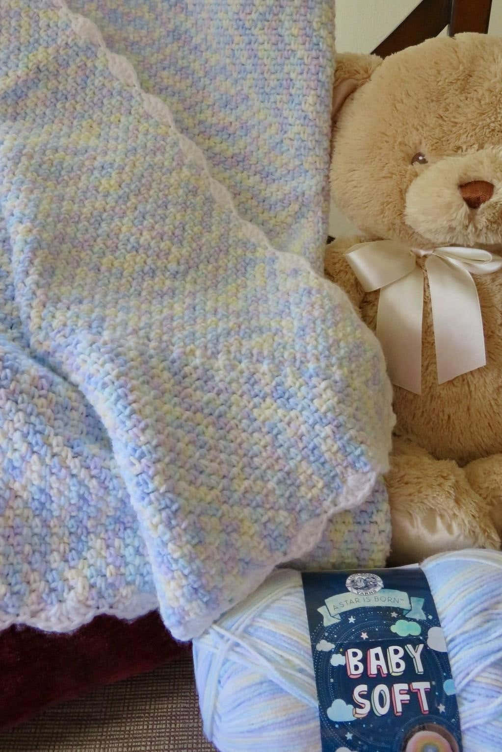 Morning Whispers Baby Blanket- Lion Brand Baby Soft (DK Weight - Beginner Friendly)
