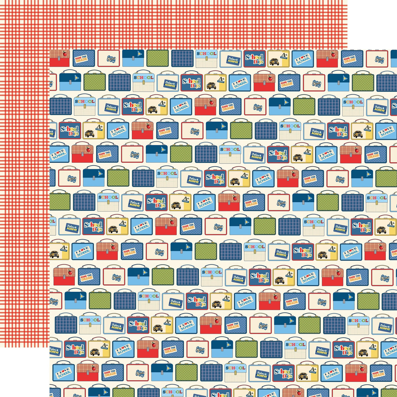 Echo Park Paper School Days Double-Sided Cardstock 12"X12" 25/Pkg - Lunch Boxes