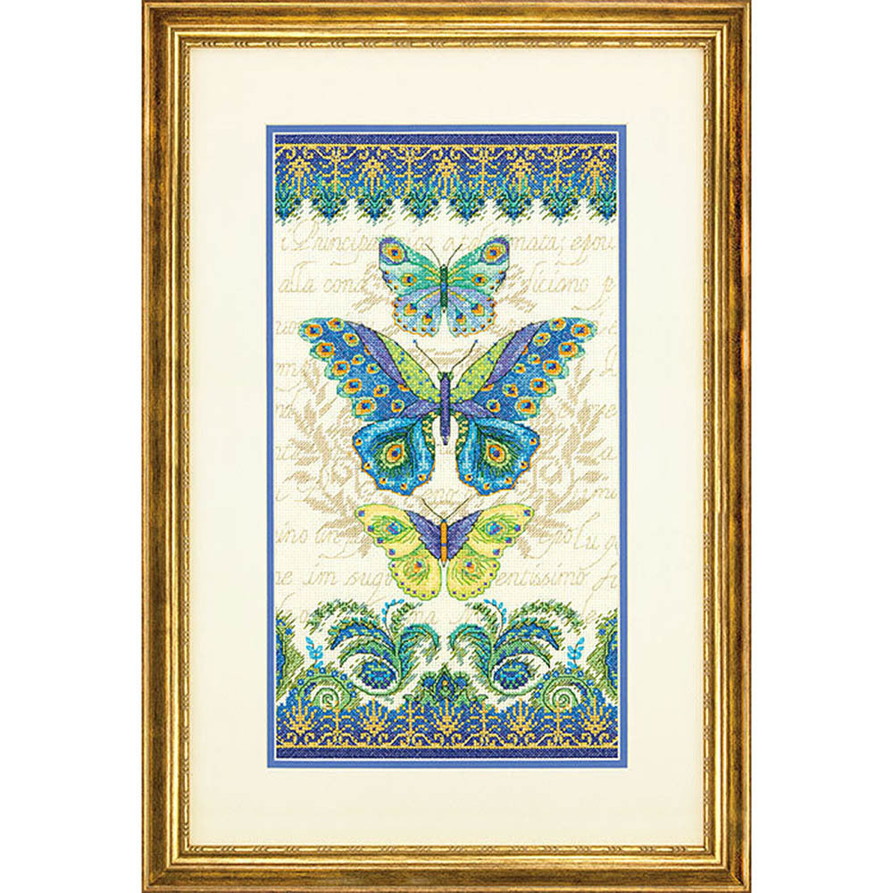 Dimensions Peacock Butterflies Cross Stitch Kit - 20.5cm x 38cm