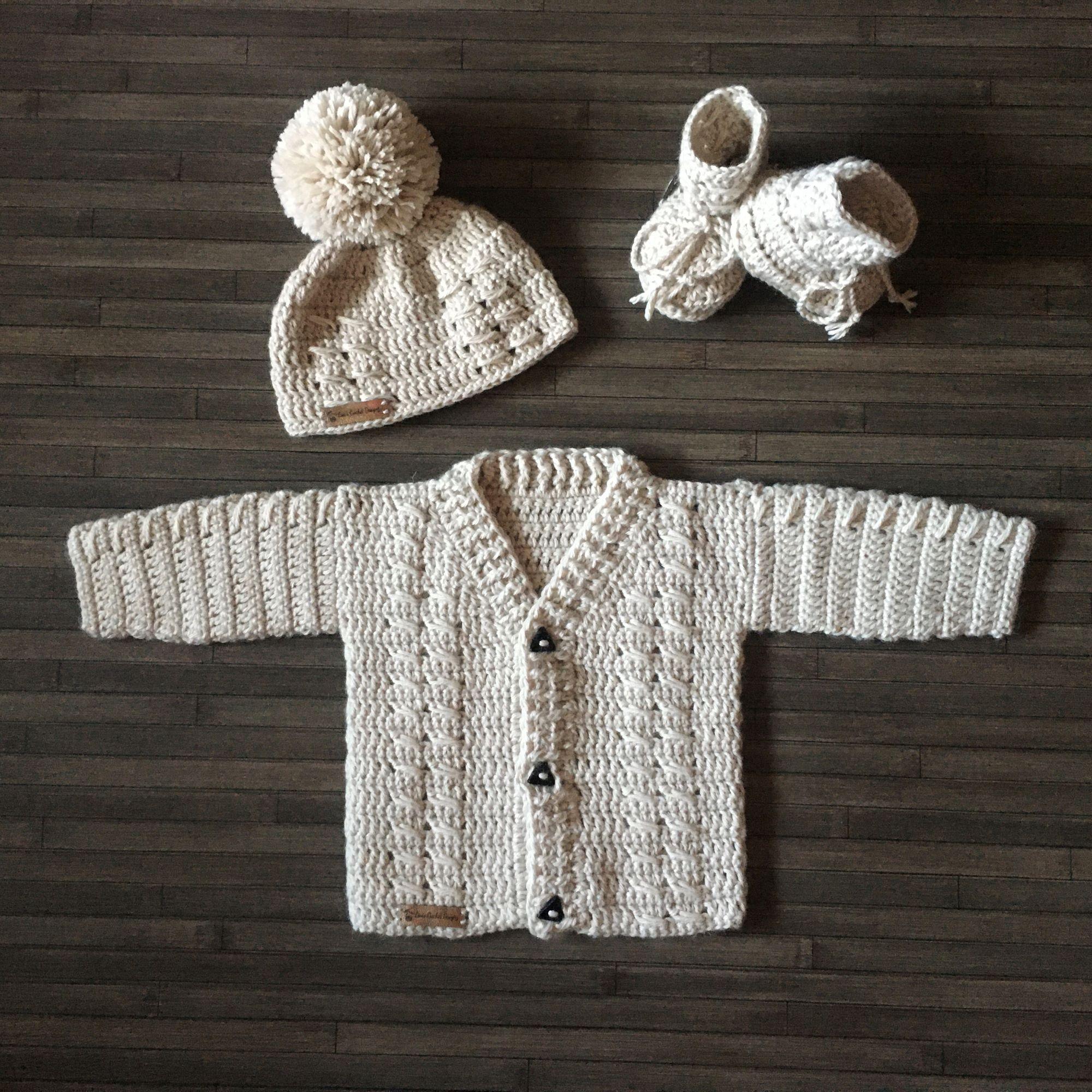 Carter Baby Cardigan Hat and Booties Set