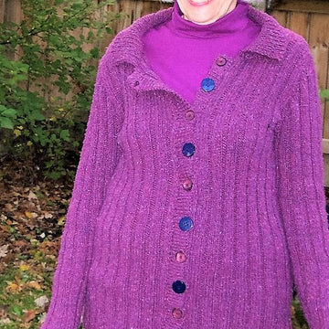 Plum Ribbed Cardigan