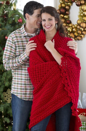 Holiday Cables Throw Crochet in Red Heart Niki - LW3967EN