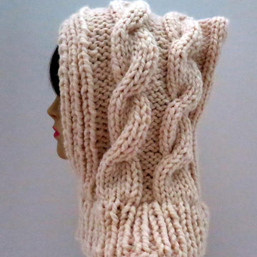 Snow Queen Cable Hooded Hat