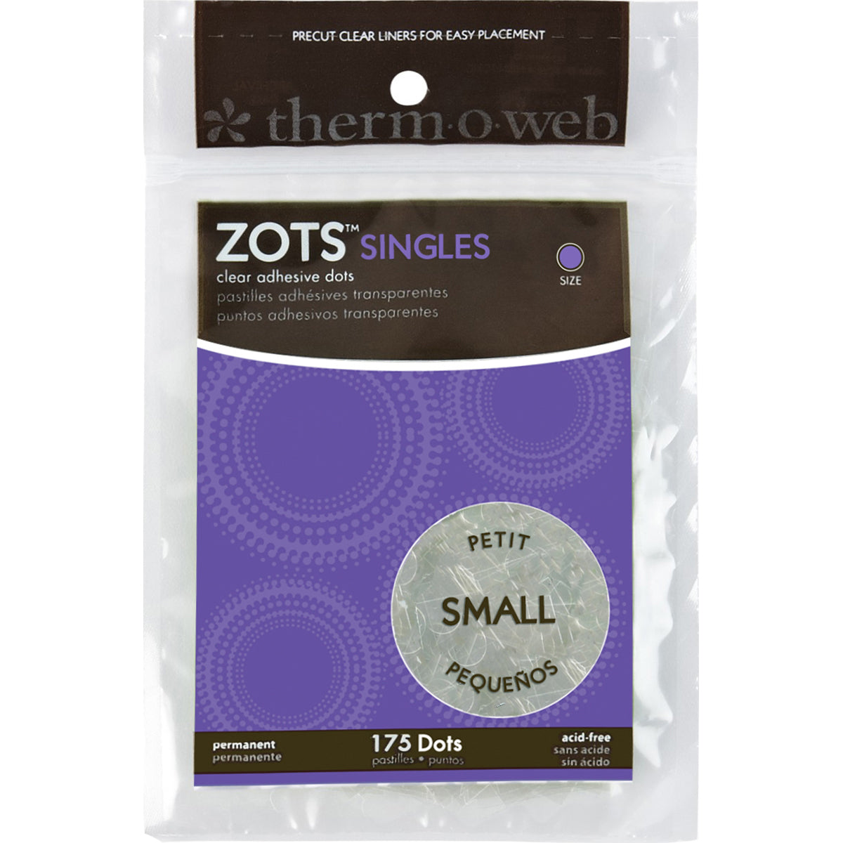Thermoweb Zots Singles Clear Adhesive Dots - Small 3/16"X1/64" Thick 175/Pkg