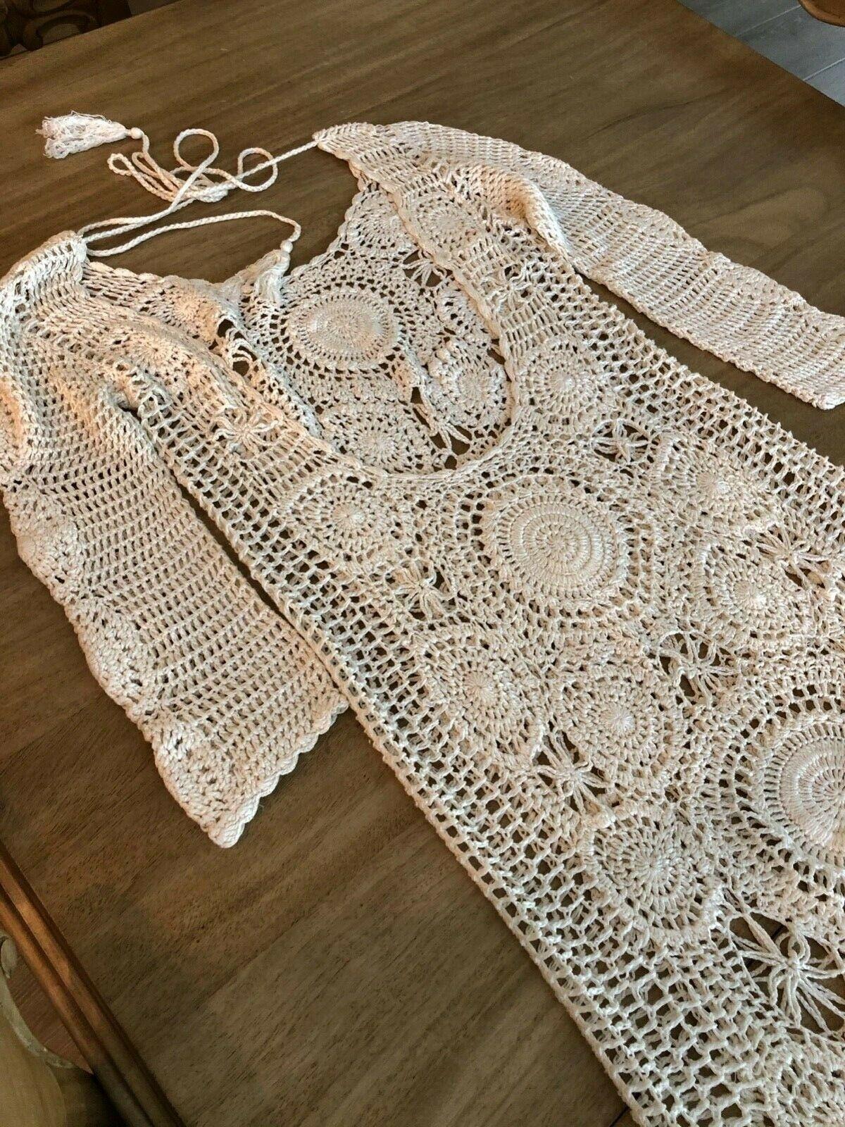 Crochet boho maxi dress with open back