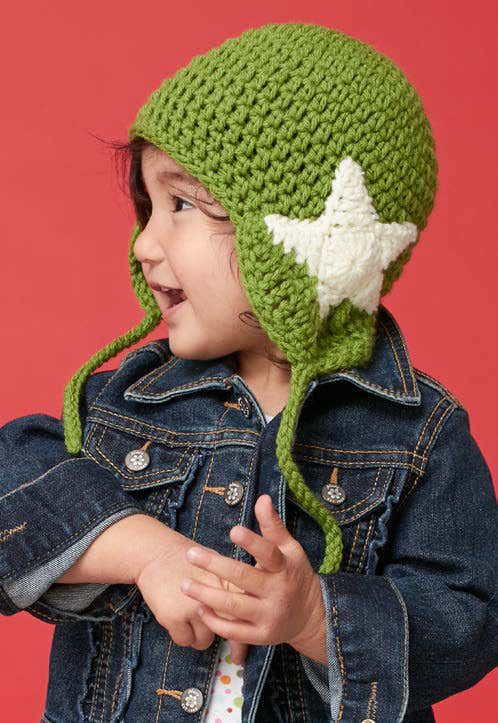 Star Earflap Hat in Caron United - Downloadable PDF