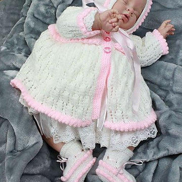 Knitting Pattern baby jacket, hat & booties UK & USA Terms #219