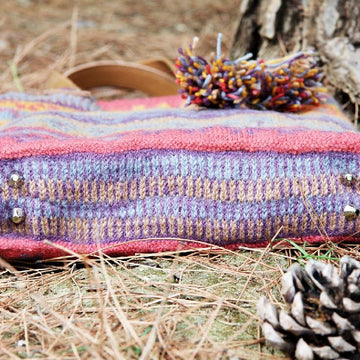 Large knitted felted colorful bag in Fair Isle pattern