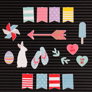 American Crafts DCWV Letterboard Icons 14/Pkg - Spring & Summer