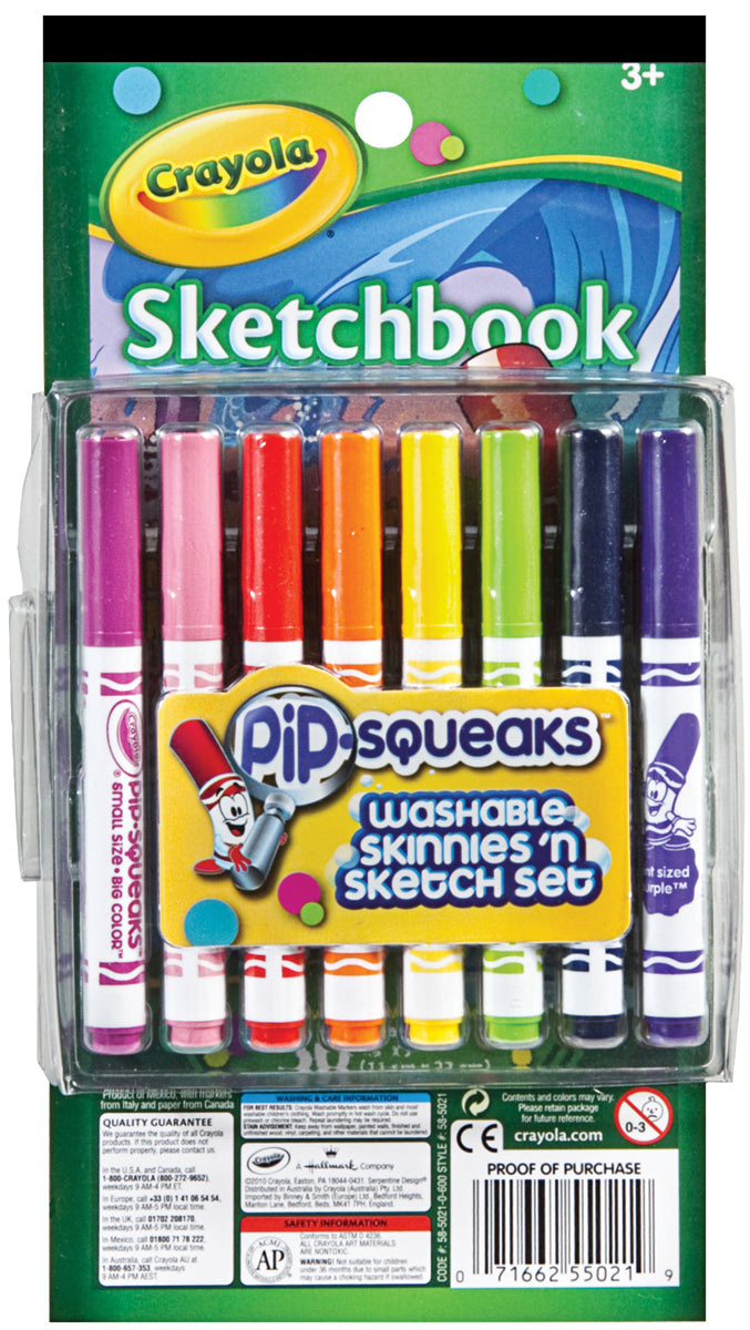 Crayola Pip-Squeaks Skinnies 'n Sketch Set - 16/Pkg