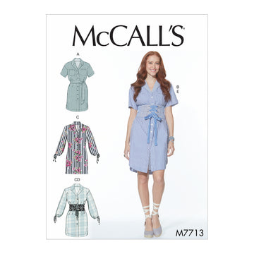 McCall's Misses' Dresses and Belts M7713 - Sewing Pattern
