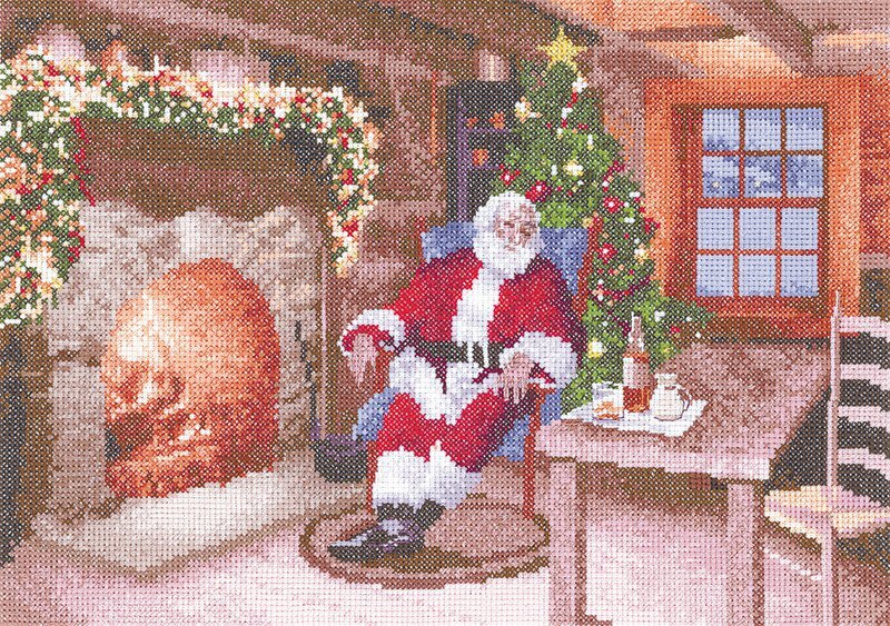 Heritage Santa's Job Done Cross Stitch Aida Kit - 31cm x 22cm