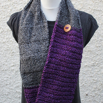 Purple and grey infinity scarf