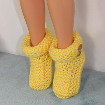 Ladies Super Chunky 2 Button Cuff Slipper Boots