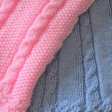 Cable Baby Blankets in two simple designs