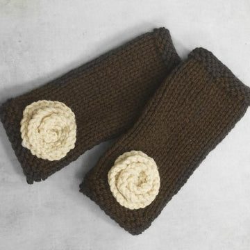 Knit Flower Wrist Warmers