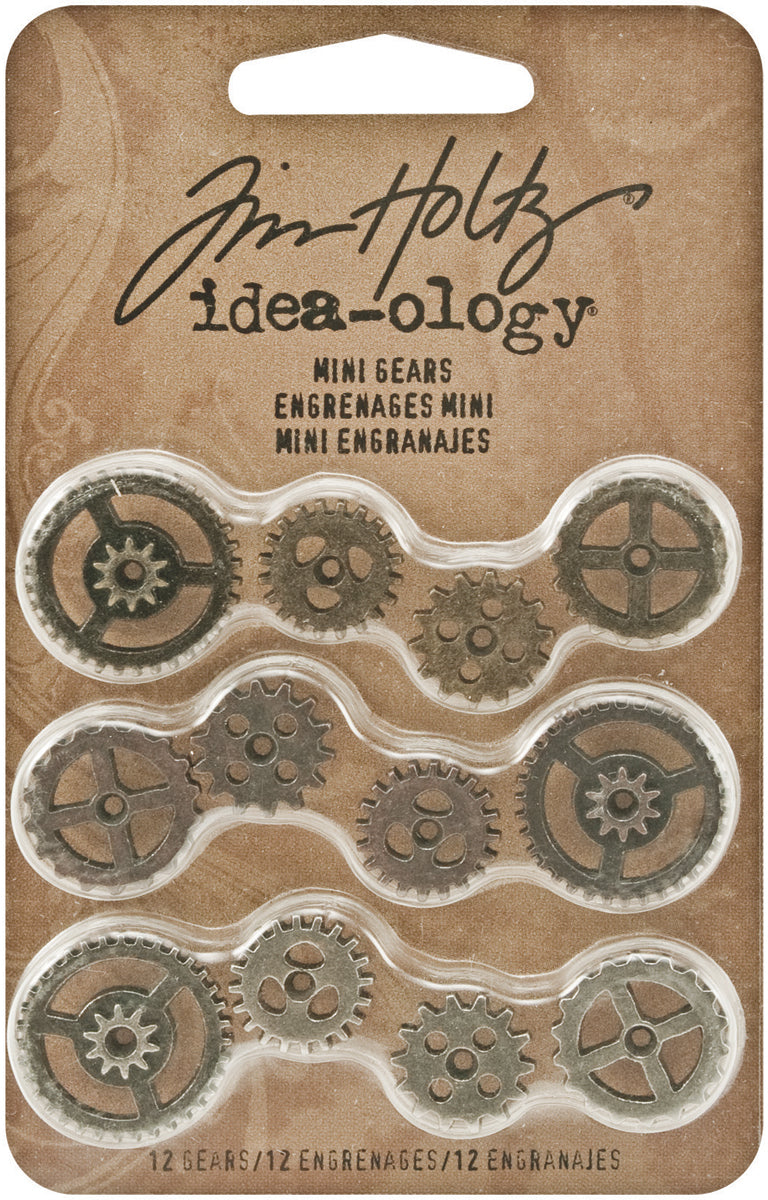 Advantus Idea-Ology Metal Mini Gears .5" To .75" 12/Pkg - Antique Nickel, Brass & Copper