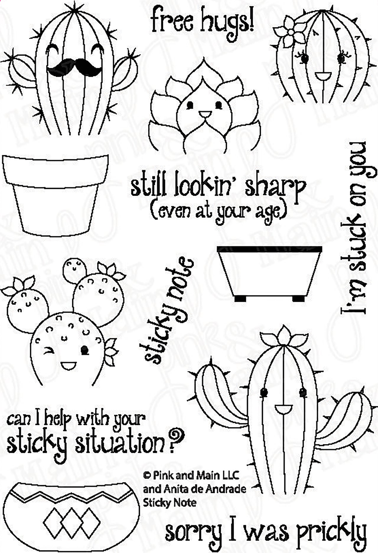 Pink & Main Clear Stamps 4"X6" - Sticky Note