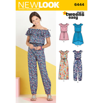 New Look Girl's Dress and Jumpsuit in Two Lengths 6444 - Paper Pattern, Size A (8-10-12-14-16)