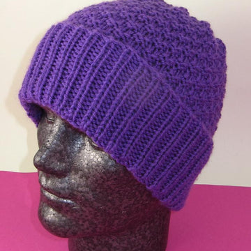Chunky 2 Stitch Check Beanie Hat
