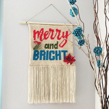Merry And Bright Pillow or Wall Hanging Banner