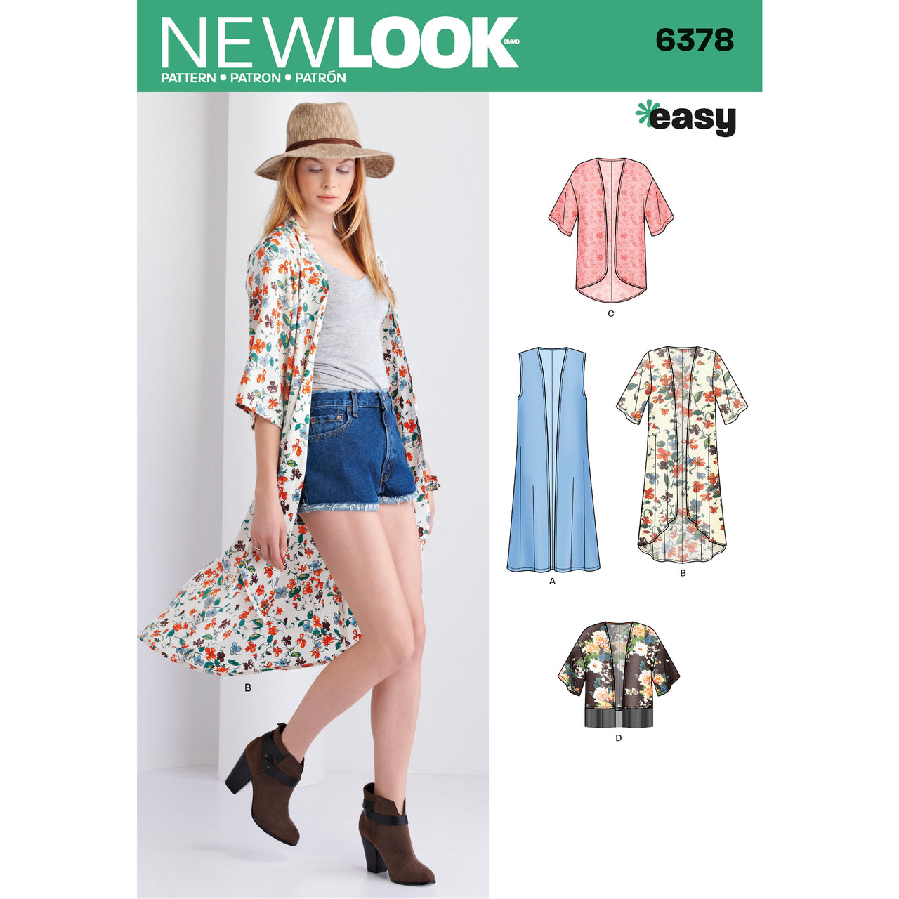 New Look Misses' Easy Jackets with Length Variations 6378 - Paper Pattern, Size A (XS-S-M-L-XL)